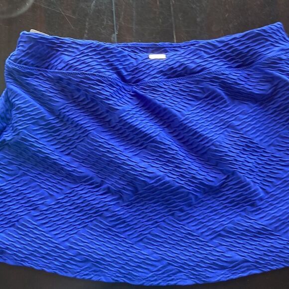 Land’s End Textured tummy control swim skirt bottom with panty purple 10 - Picture 4 of 9